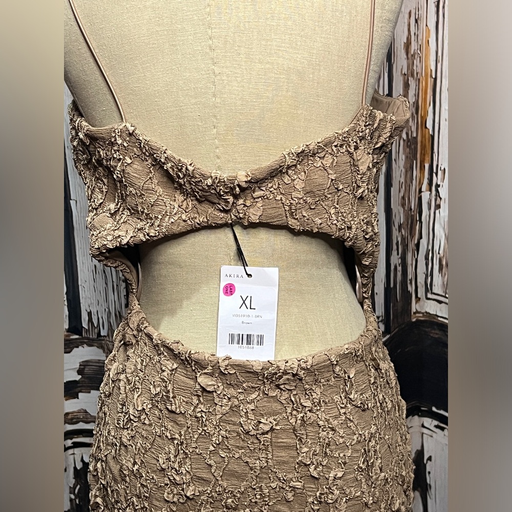 AKIRA Strapless Textured Tan Dress - Picture 5 of 8